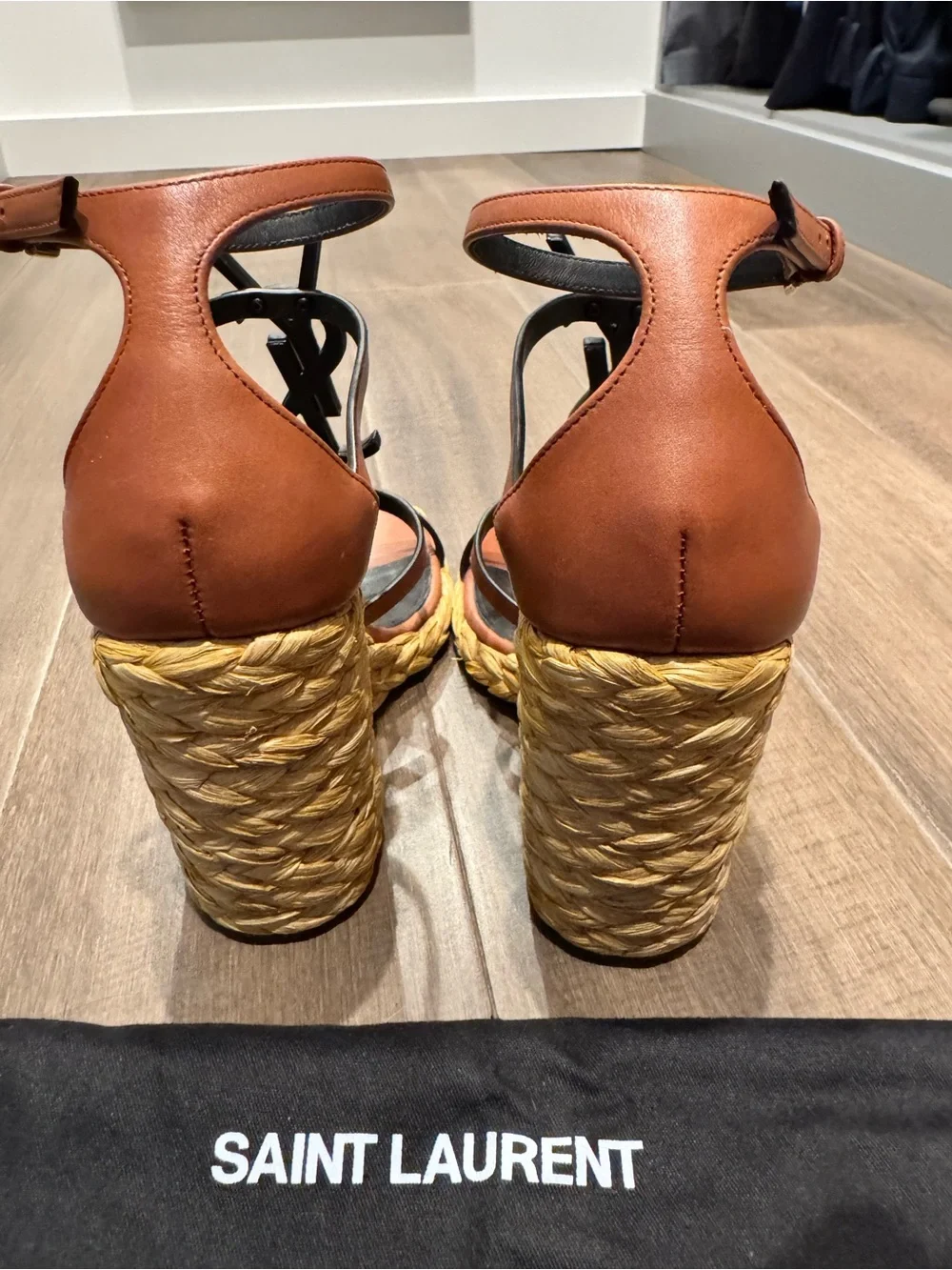 Saint Laurent YSL Cassandra Espadrille Wedge Sandals
